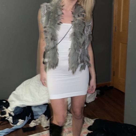 Rabbit fur grey vest coat - Picture 6 of 8